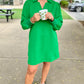 Little Green Long Sleeve Quilted Dress