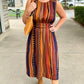 Brown Sassy Stripe Midi Dress