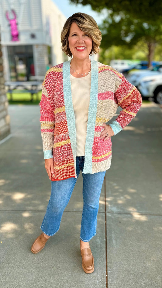 Multicolor Abstract Cardigan