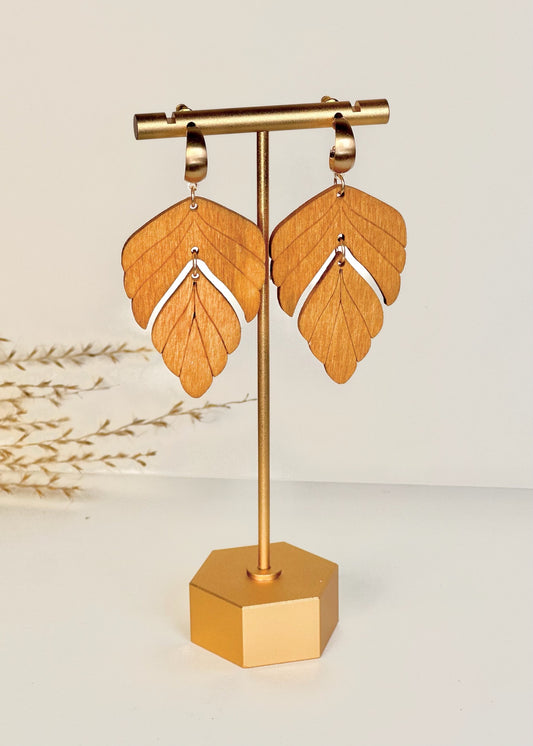 Wooden Leaf Earrings