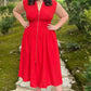 Red Zip Midi Dress