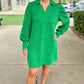 Little Green Long Sleeve Quilted Dress