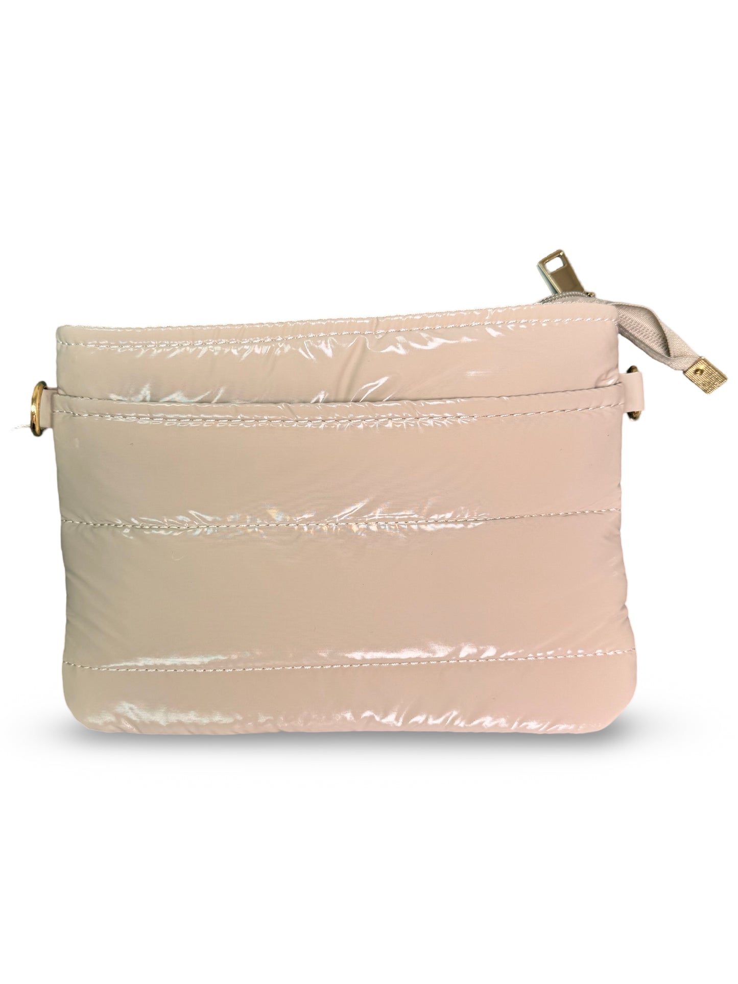 Glossy Puffer Crossbody - Beige