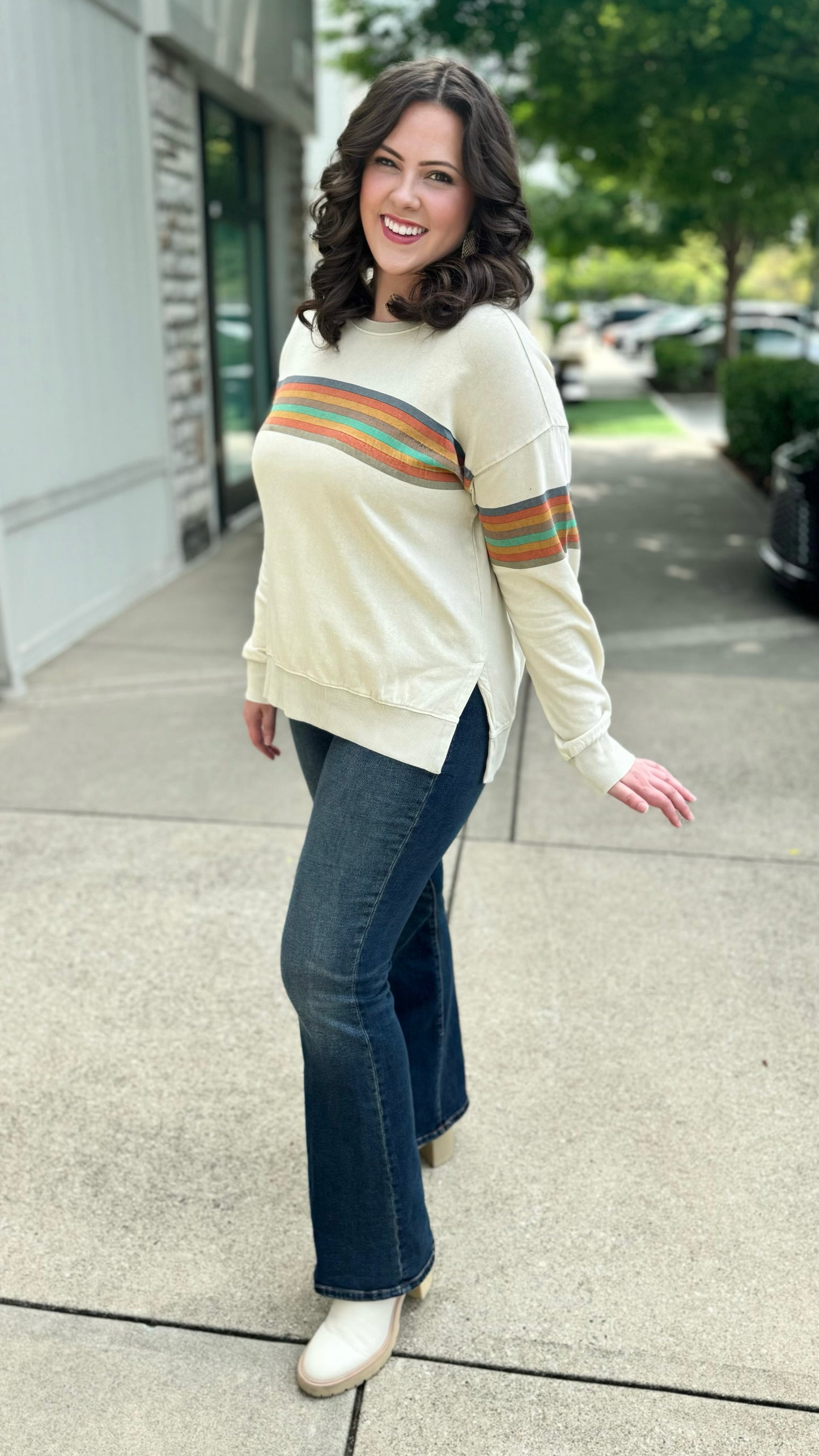 Retro Stripe Mineral Wash Sweatshirt