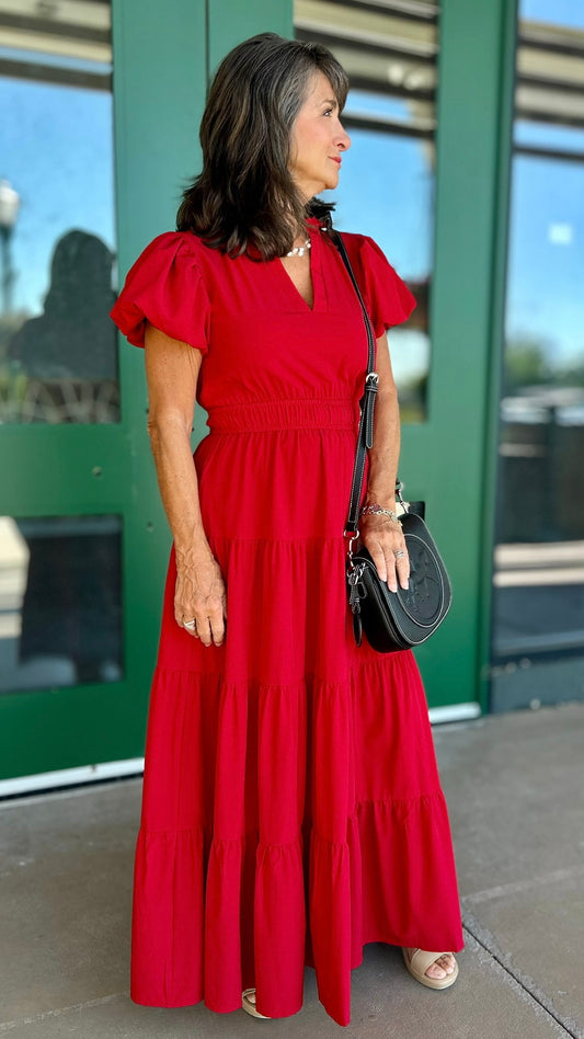 Classic Covington Maxi Dress - Crimson Red