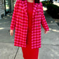 Chic Chicago Button Up Coat - Pink & Red