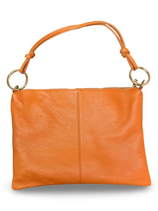 Leather Ring Shoulder Bag - Camel