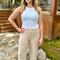 Bobi Smocked Waist Wide Leg Pant - Light Tan