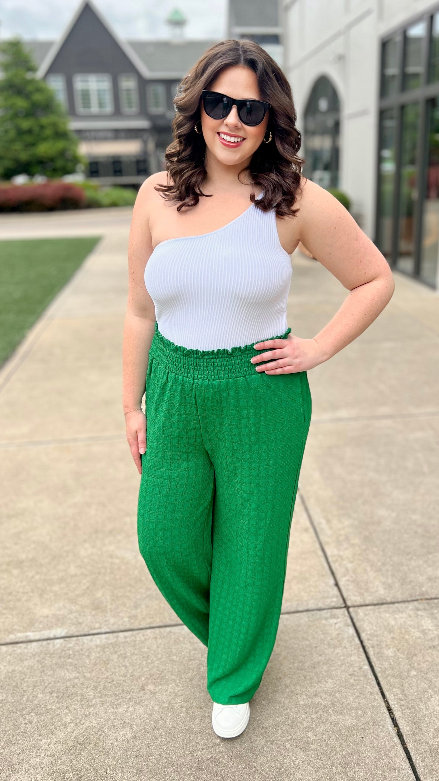 Terrific Textured Wide Leg Pant - Green