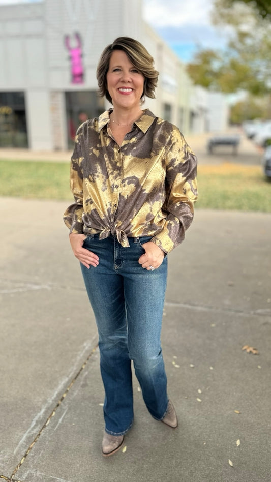 Gold and Taupe Shimmer Blouse