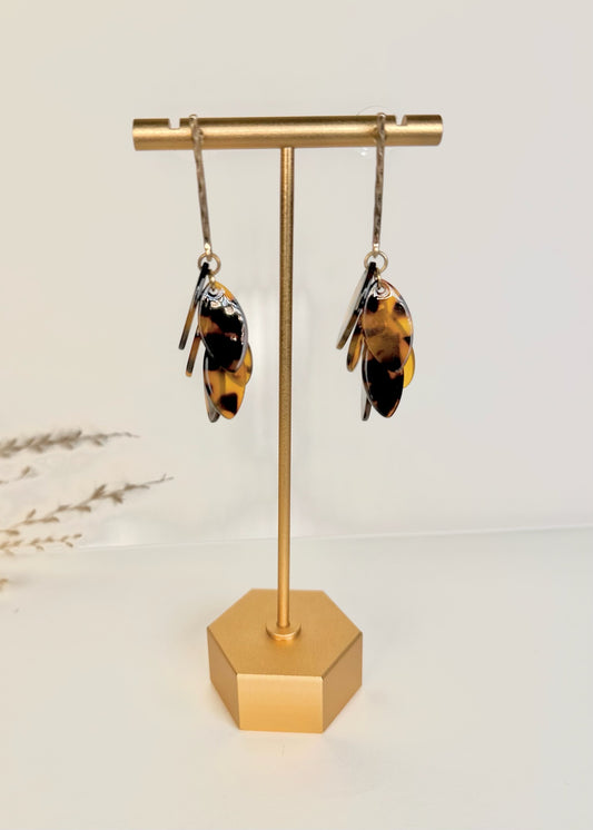 Tortoise Bar Marquise Earrings