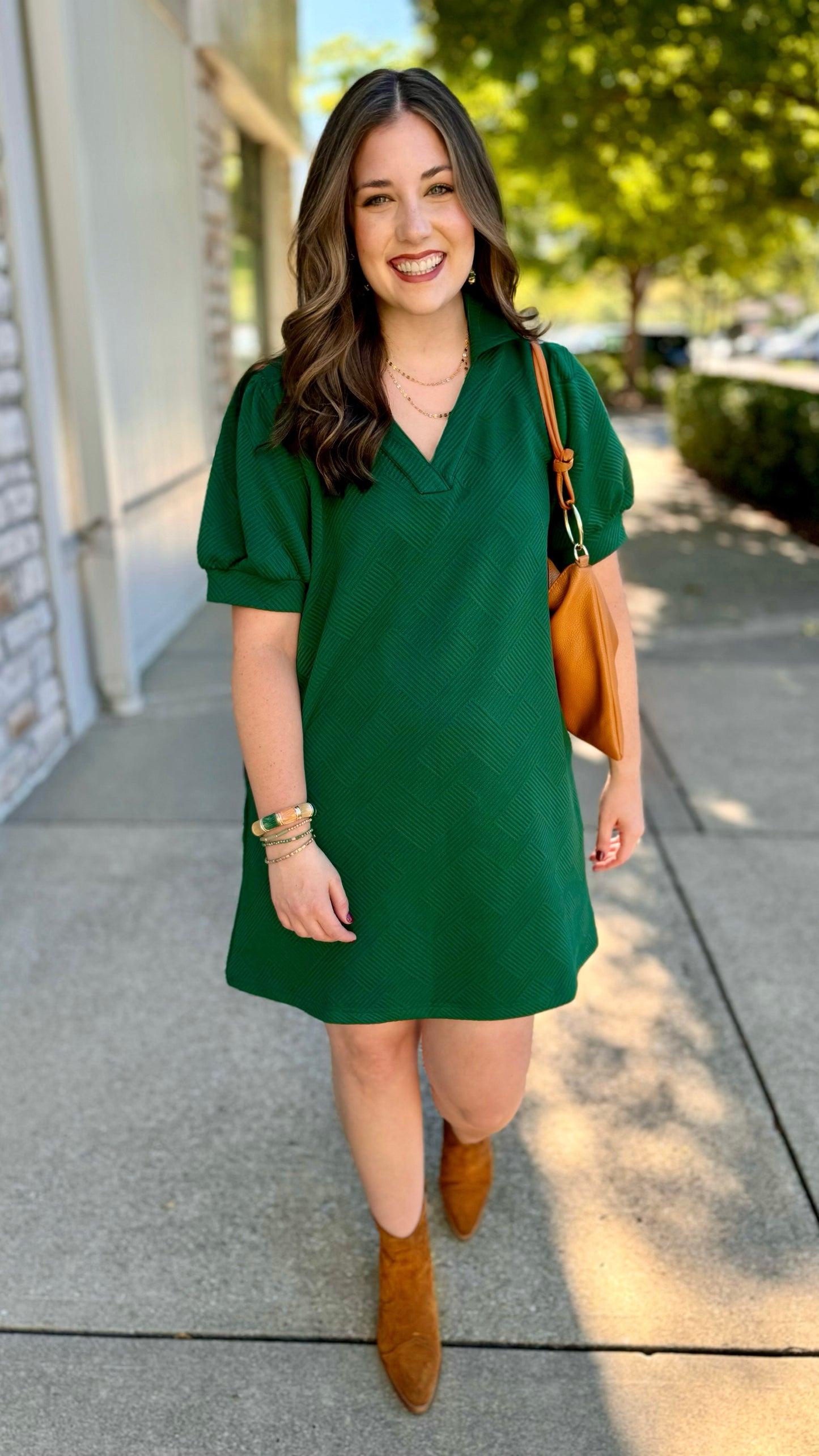 Little Hunter Green Quilted Dress