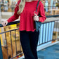 Red Perfect Pleated Sweatshirt