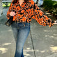 Double Ruffle Button Up Blouse - Orange & Black