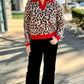 Leopard Red Trim Sweater