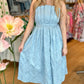 Jacquard Strapless Dress - Light Blue