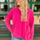 Asymmetrical V-Neck Sweatshirt - Magenta