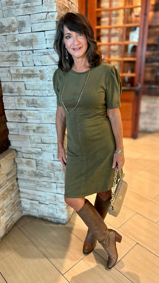 Another Love Faux Suede Dress - Vineyard