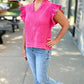 Fuchsia Ruched Sleeve Gauze Top