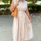 Blissful Belted Midi Dress - Taupe