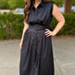 Blissful Belted Midi Dress - Black