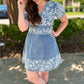 Mandy Embroidered Dress - Denim