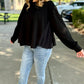 Love Leisure Black Pleated Flutter Side Sweatshirt