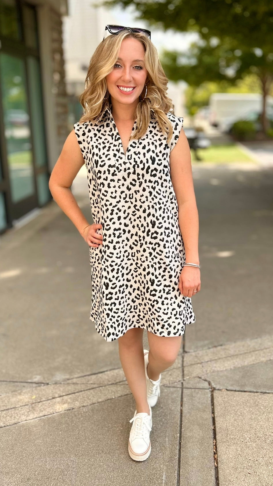 Lovable Leopard Sleeveless Dress - Ecru