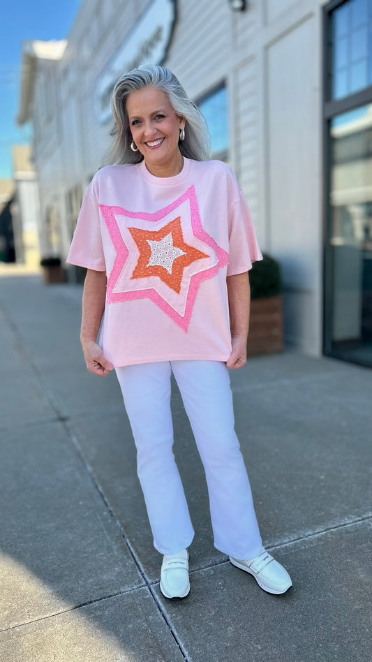 Star Applique Top - Blush