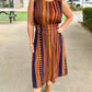 Brown Sassy Stripe Midi Dress