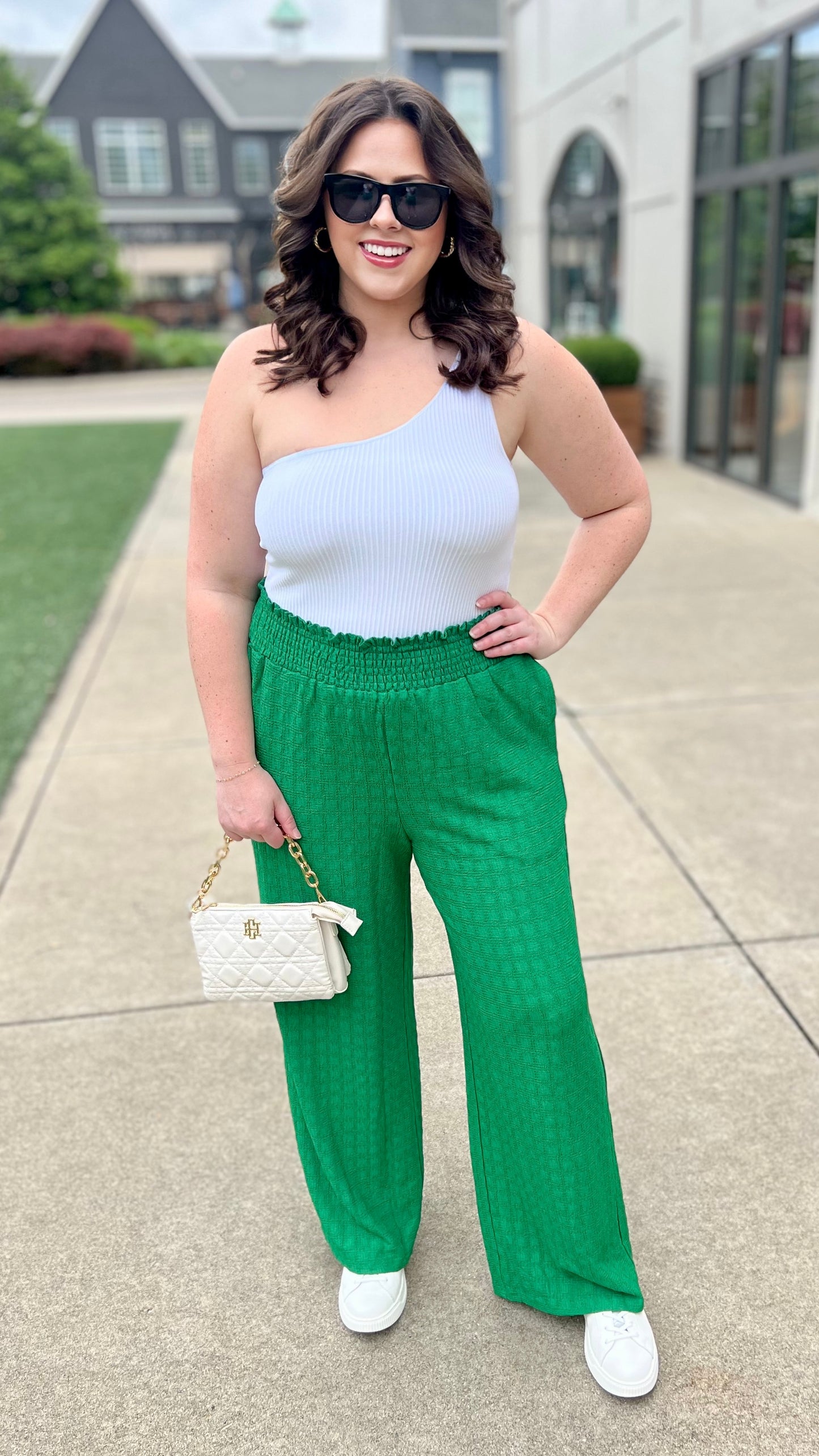 Terrific Textured Wide Leg Pant - Green