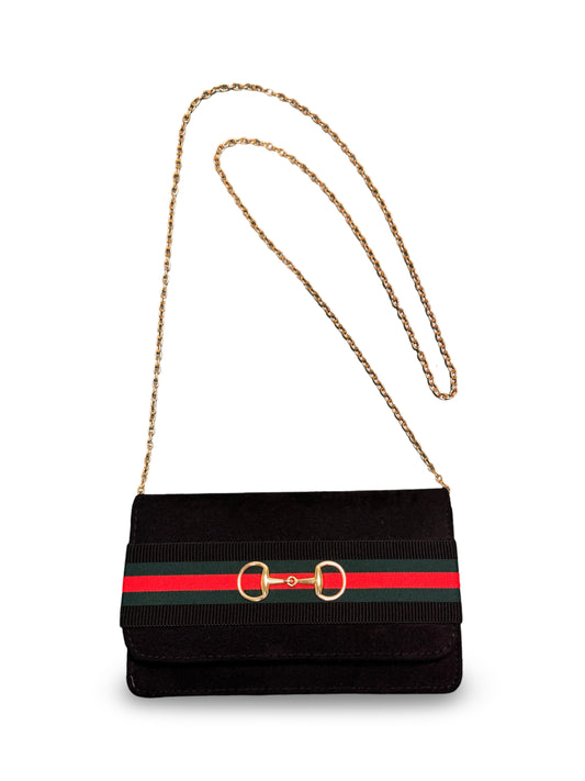 Black Suede Stripe Bit Bag