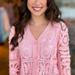 Camila Cropped Crochet Cardigan - Pink