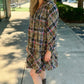 Acid Wash Flannel Dress - Olive