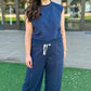 Stitching Accent Pant - Navy