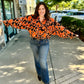 Double Ruffle Button Up Blouse - Orange & Black