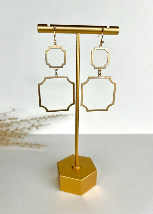 Dolly Gold Square Stack Earrings