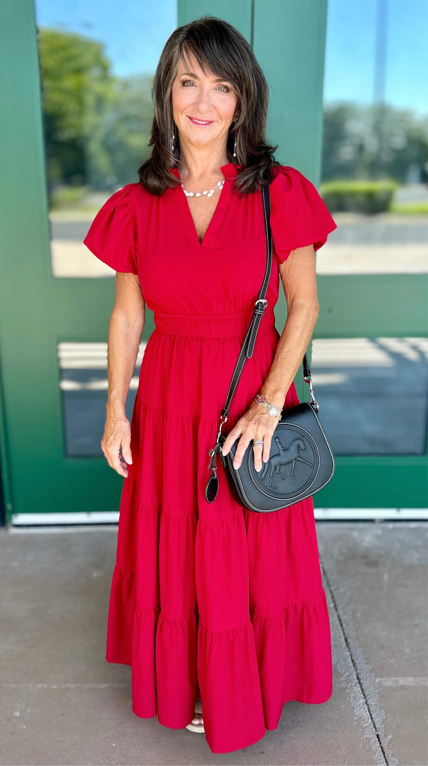 Classic Covington Maxi Dress - Crimson Red