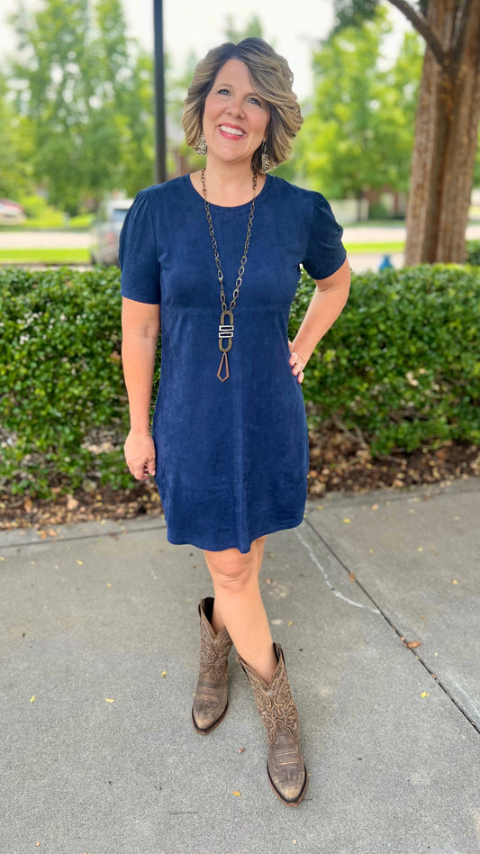 Another Love Faux Suede Dress - Eclipse