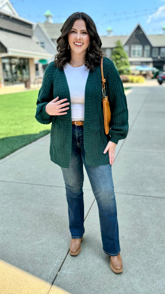 Classic Cable Knit Cardigan - Forest