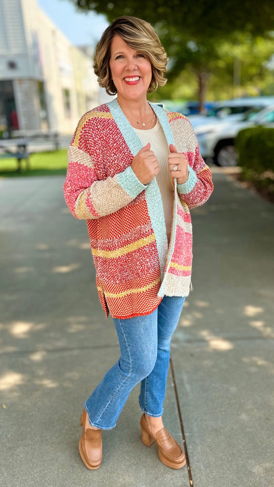 Multicolor Abstract Cardigan