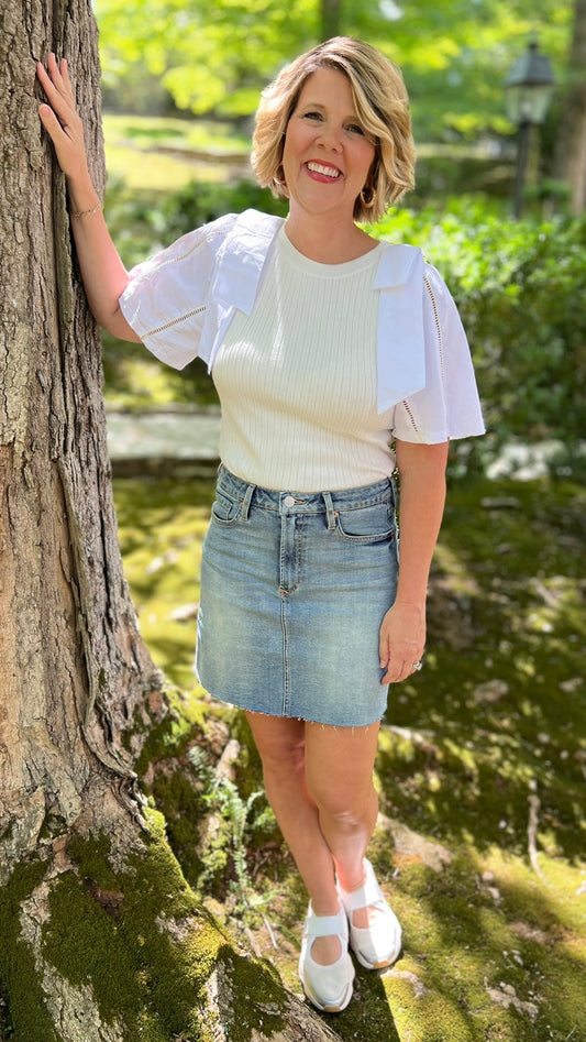 Brooklyn Bow Sleeve Top - Cream