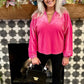 Emily McCarthy Fuchsia Velvet Top