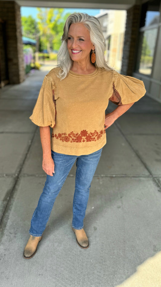 Ivy Jane Embroidered Puff Sleeve Top