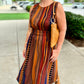 Brown Sassy Stripe Midi Dress