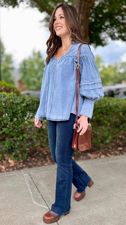 Daisy Denim Chambray Blouse