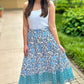 Ivy Jane Many Blues Floral Tiered Maxi Skirt