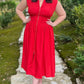 Red Zip Midi Dress