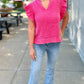 Fuchsia Ruched Sleeve Gauze Top