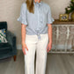 Ivy Jane Cloud Blue Linen Ruffle Blouse